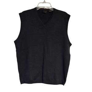 Joseph Mens Gray Merino Wool Blend V Neck Sleeveless Sweater Vest Large